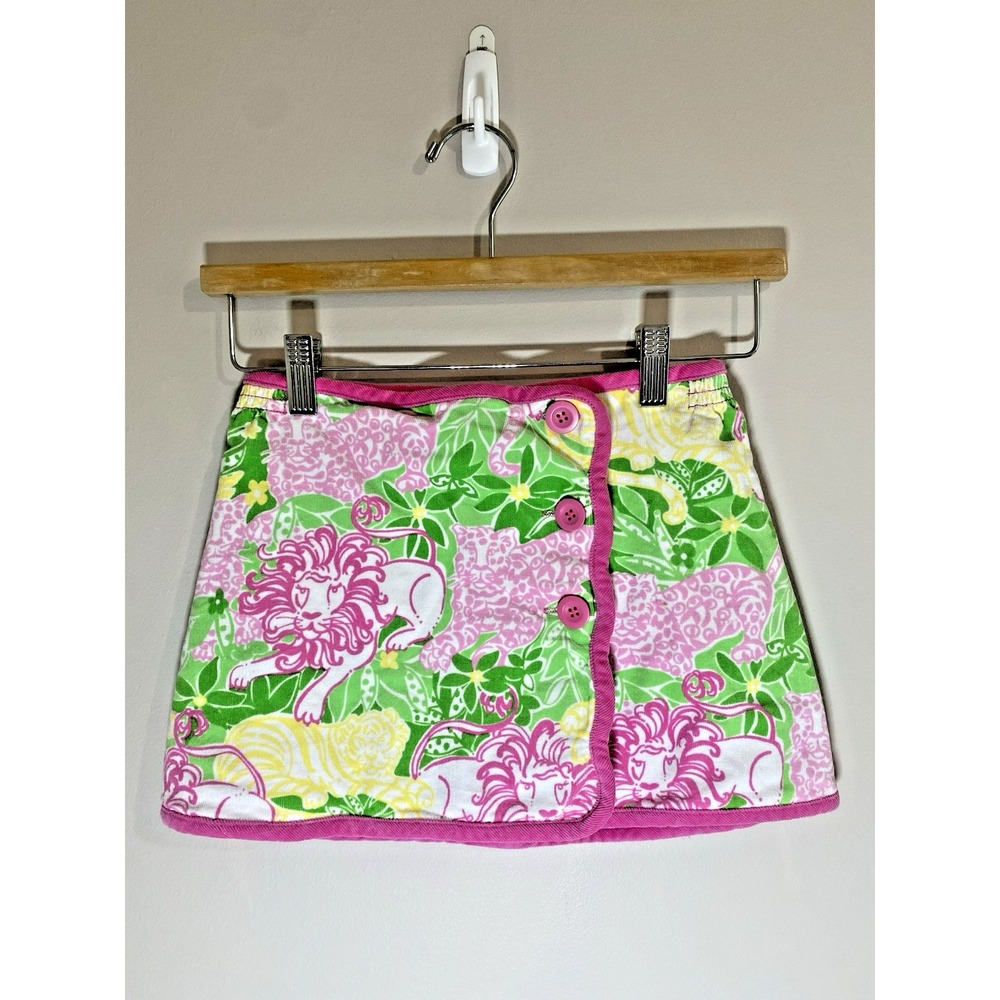 Lilly Pulitzer Wrap Skirt Girls 7 Animal Cracker Pink Soft Lightweight Corduroy - Picture 1 of 7